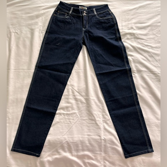 Lovesweet Denim Dark Navy Jeans with Wing Rhinestone Design - Picture 5 of 9